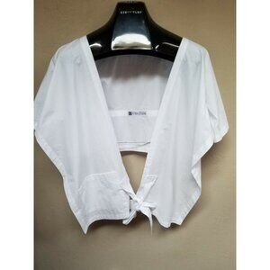 New XD Xenia Design Womens Stola Dipa Wrap Front Top Size 36 White Cotton $178